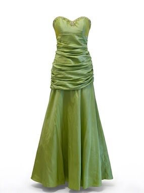 Vintage Designer May Queen Strapless Green Gown